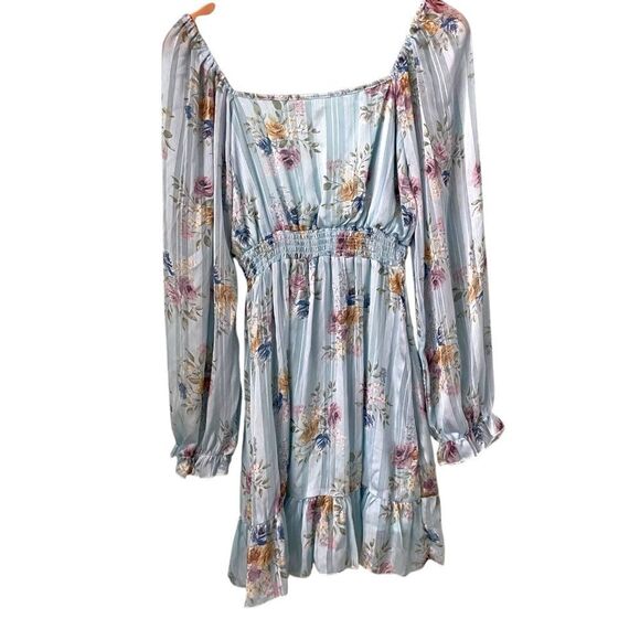 Peach Love California Flowy Floral Long Sleeve Mini Dress in Size Medium - Picture 4 of 12